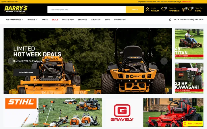 Barry's Power Equipment — live storefront